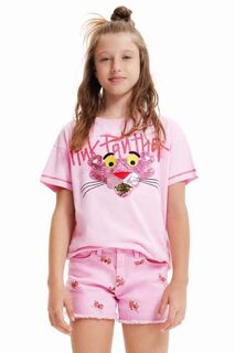Детская хлопковая футболка Desigual Pink Panther, розовый
