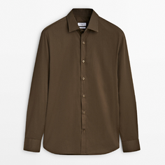 Рубашка Massimo Dutti Wide-fit Cotton - Studio, хаки