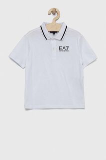 Детская хлопковая рубашка-поло EA7 Emporio Armani, белый