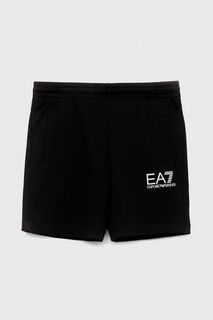 Детские хлопковые шорты EA7 Emporio Armani, черный