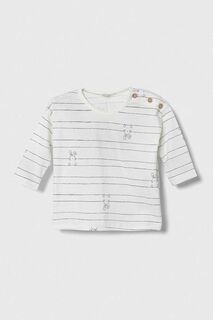 Хлопковая детская рубашка с длинными рукавами United Colors of Benetton, белый