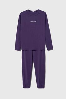 Детская хлопковая пижама United Colors of Benetton, фиолетовый