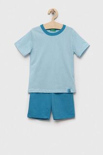Детская хлопковая пижама United Colors of Benetton, синий
