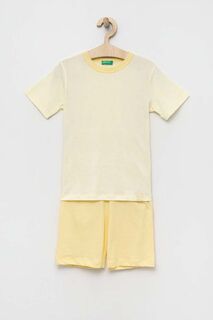 Детская хлопковая пижама United Colors of Benetton, желтый