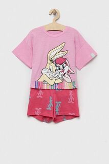 Детская хлопковая пижама United Colors of Benetton x Looney Tunes, розовый