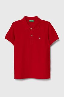 Детская хлопковая рубашка-поло United Colors of Benetton, красный