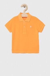 Детская хлопковая рубашка-поло United Colors of Benetton, оранжевый