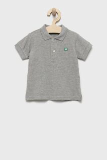 Детская хлопковая рубашка-поло United Colors of Benetton, серый