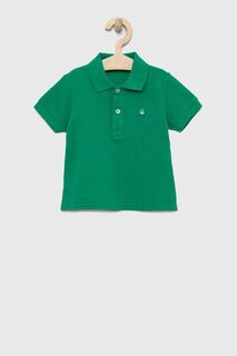 Детская хлопковая рубашка-поло United Colors of Benetton, зеленый