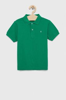 Детская хлопковая рубашка-поло United Colors of Benetton, зеленый