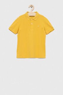 Детская хлопковая рубашка-поло United Colors of Benetton, желтый