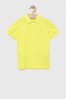 Детская хлопковая рубашка-поло United Colors of Benetton, желтый