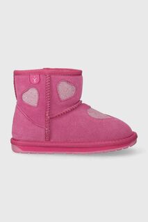 Детские замшевые зимние ботинки Emu Australia K12958 Barton Heart, розовый