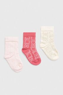 Детские носки United Colors of Benetton, 3 пары, розовый