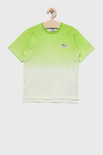 Детская хлопковая футболка Fila, зеленый