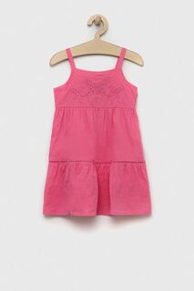 Детское хлопковое платье United Colors of Benetton, розовый