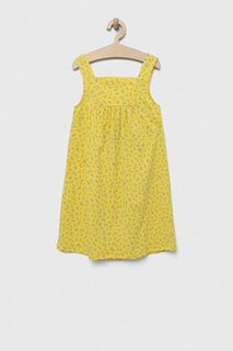 Детское хлопковое платье United Colors of Benetton, желтый