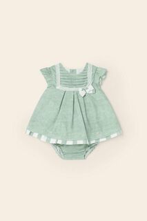 Льняное детское платье Mayoral Newborn, бирюзовый
