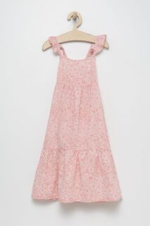 Детское льняное платье United Colors of Benetton, розовый