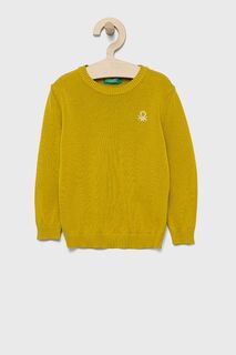 Детский хлопковый свитер United Colors of Benetton, зеленый