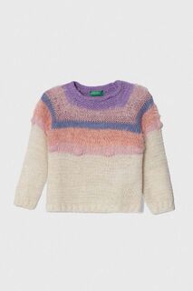 Детский свитер из смесовой шерсти United Colors of Benetton, бежевый