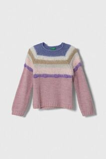Детский свитер из смесовой шерсти United Colors of Benetton, розовый