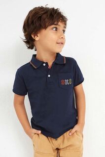 Детская хлопковая рубашка-поло Mayoral, темно-синий