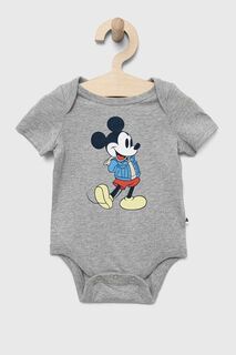 Хлопковое детское боди GAP x Disney, серый