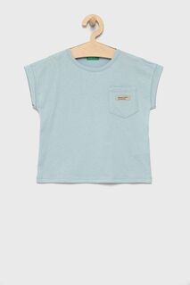 Детская хлопковая футболка United Colors of Benetton, синий