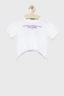Детская хлопковая футболка United Colors of Benetton, белый