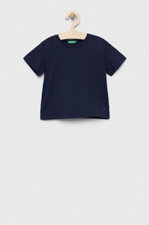 Детская хлопковая футболка United Colors of Benetton, темно-синий
