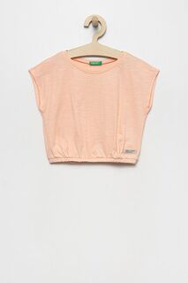 Детская хлопковая футболка United Colors of Benetton, розовый