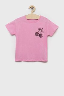 Детская хлопковая футболка United Colors of Benetton, розовый