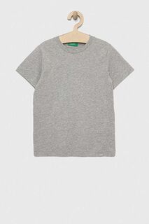 Детская хлопковая футболка United Colors of Benetton, серый