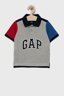 Детская хлопковая рубашка-поло GAP, серый