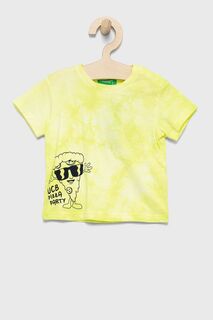 Детская хлопковая футболка United Colors of Benetton, желтый