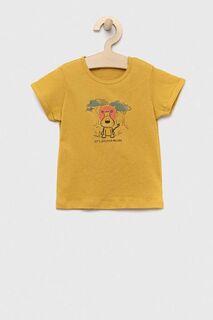 Хлопковая детская футболка United Colors of Benetton, желтый