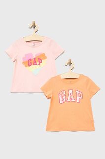 Детская хлопковая футболка GAP (2 шт.), оранжевый