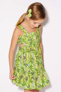 Детское платье Mayoral из смесового льна, зеленый