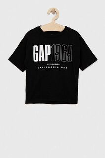 Детская хлопковая футболка GAP, черный