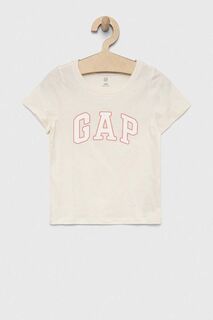Детская хлопковая футболка GAP, бежевый