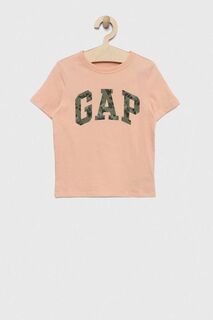 Детская хлопковая футболка GAP, оранжевый