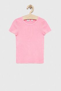 Детская хлопковая футболка GAP, розовый