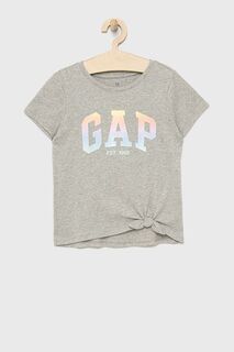 Детская хлопковая футболка GAP, серый