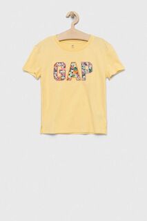 Детская хлопковая футболка GAP, желтый