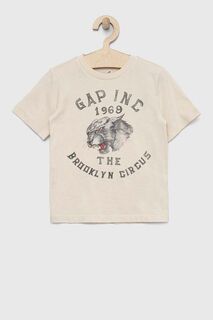 Детская хлопковая футболка GAP x BKC, бежевый