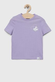 Детская хлопковая футболка GAP x Disney, фиолетовый