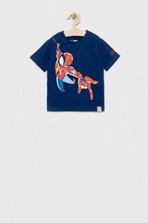 Детская хлопковая футболка GAP x Marvel, темно-синий