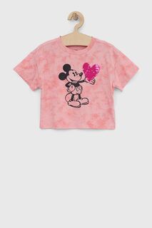Детская хлопковая футболка GAP x Микки Маус, розовый