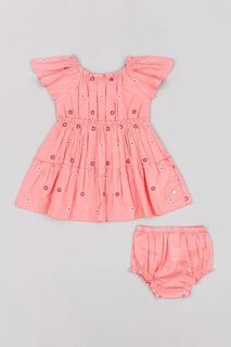 Детское хлопковое платье на молнии Zippy, розовый